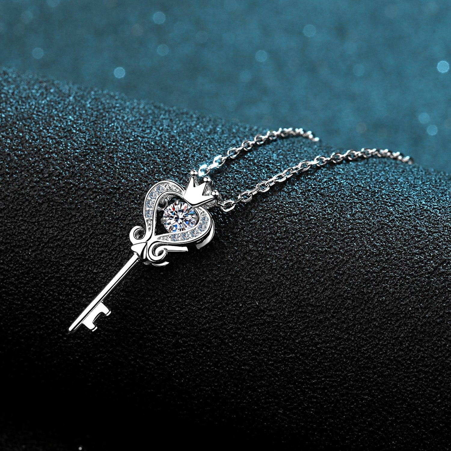 Key Shape Moissanite 925 Sterling Silver Necklace - Bona Fide Fashion