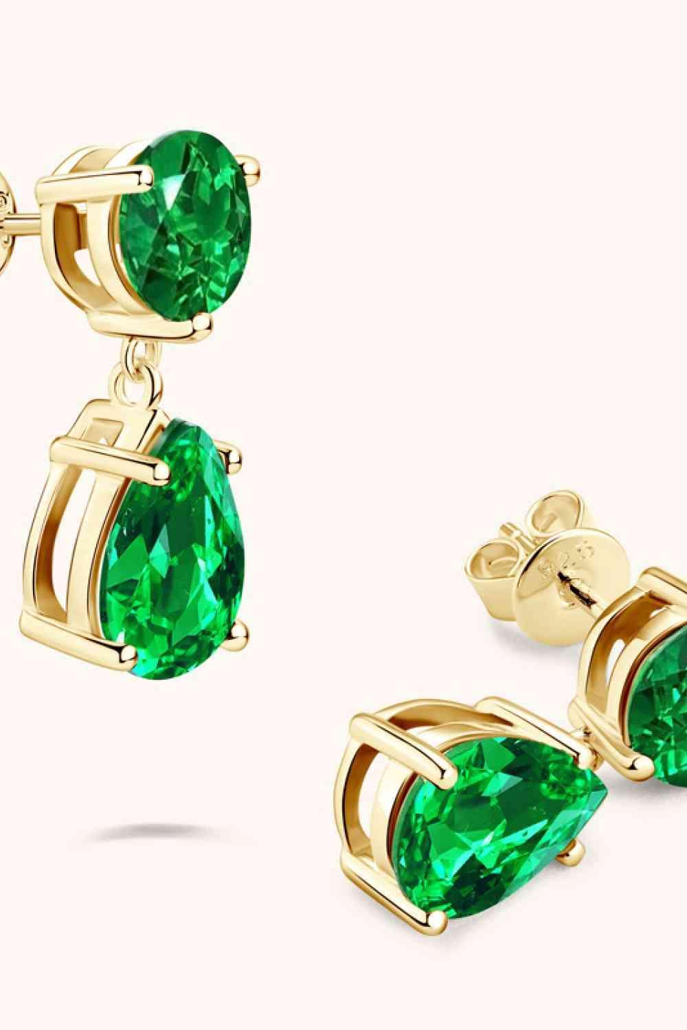 Lab-Grown Emerald Drop Earrings - Bona Fide Fashion