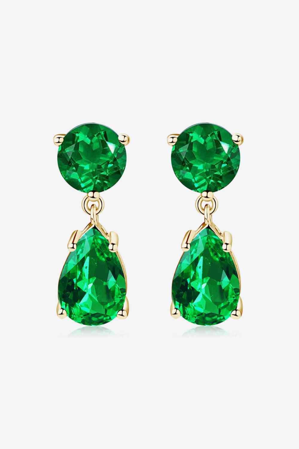 Lab-Grown Emerald Drop Earrings - Bona Fide Fashion