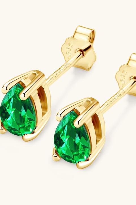 Lab-Grown Emerald Stud Earrings - Bona Fide Fashion