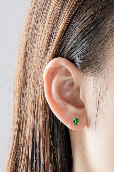 Lab-Grown Emerald Stud Earrings - Bona Fide Fashion