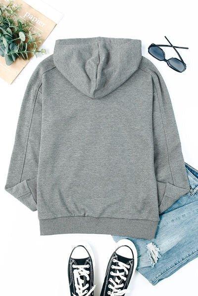 Lace-Up Dropped Shoulder Hoodie - Bona Fide Fashion