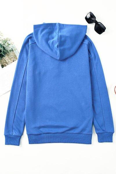 Lace-Up Dropped Shoulder Hoodie - Bona Fide Fashion