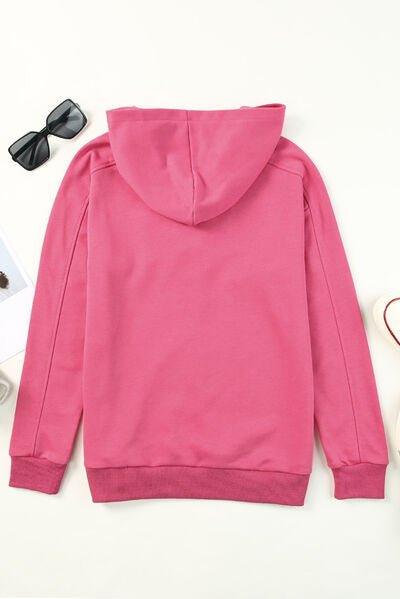 Lace-Up Dropped Shoulder Hoodie - Bona Fide Fashion