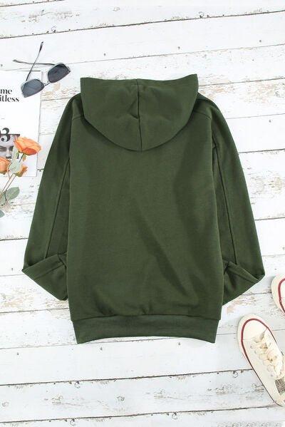 Lace-Up Dropped Shoulder Hoodie - Bona Fide Fashion