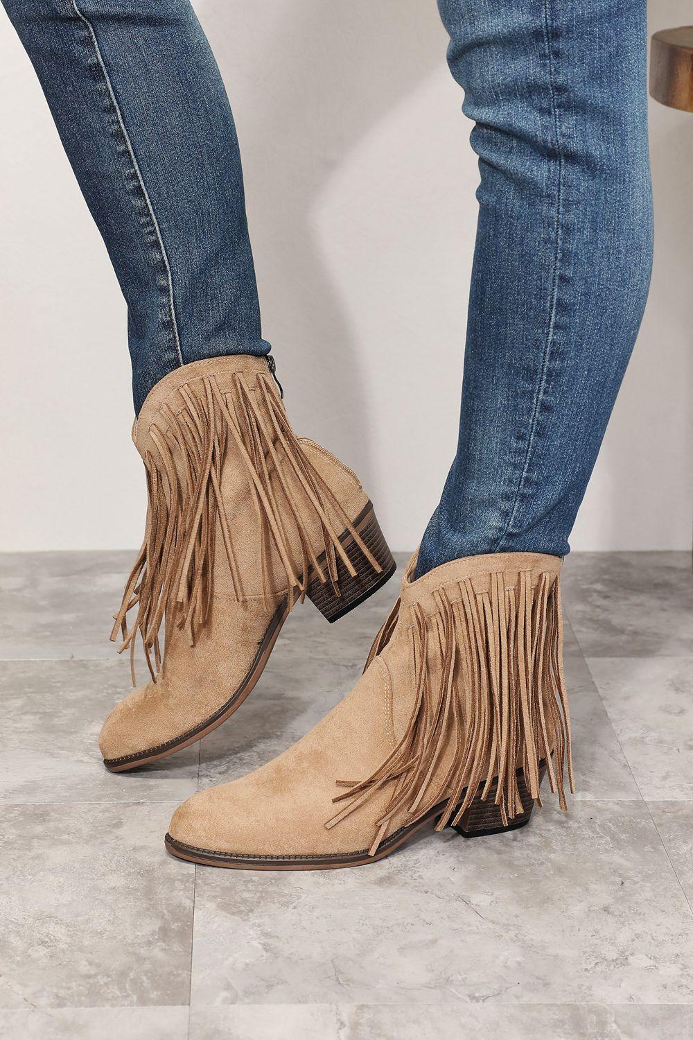 Legend Women's Fringe Cowboy Western Ankle Boots - Bona Fide Fashion