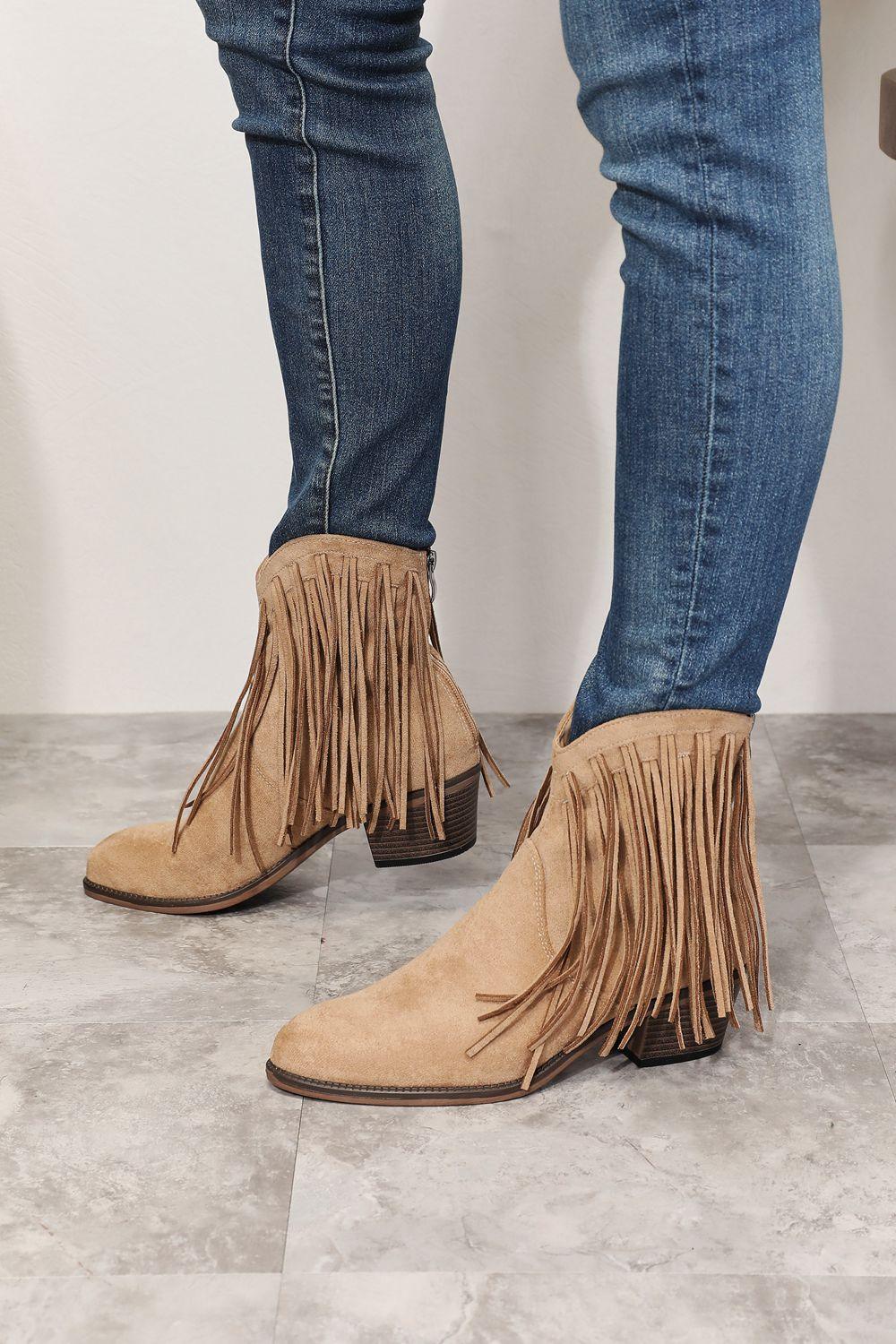 Legend Women's Fringe Cowboy Western Ankle Boots - Bona Fide Fashion