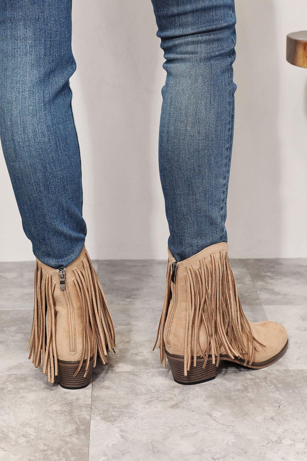 Legend Women's Fringe Cowboy Western Ankle Boots - Bona Fide Fashion