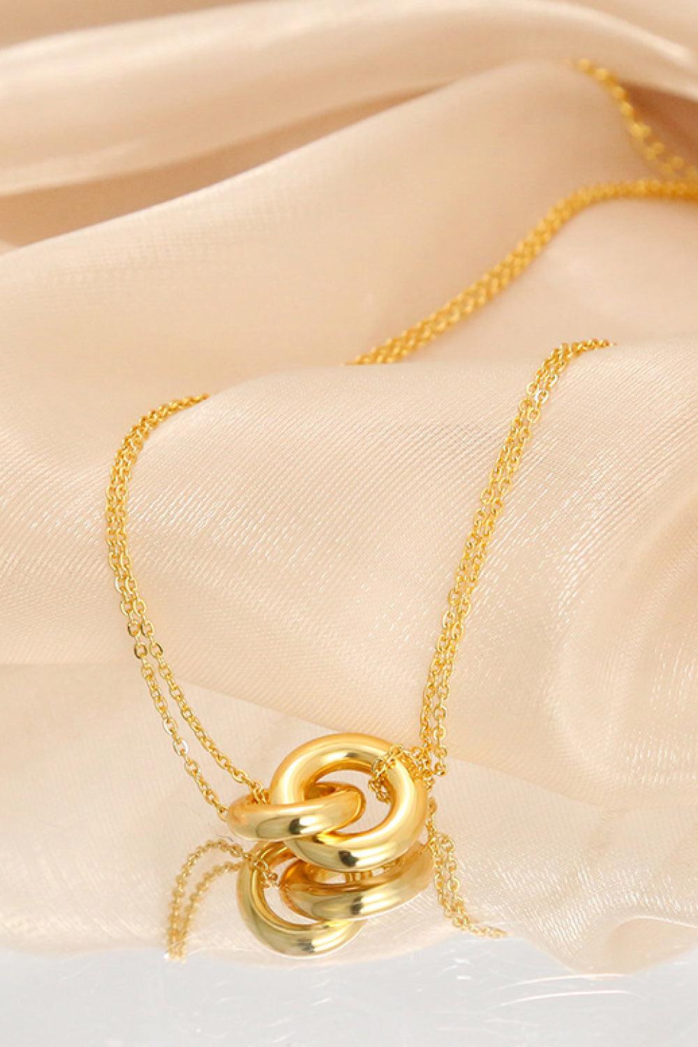 Linked Ring Pendant Chain Necklace - Bona Fide Fashion