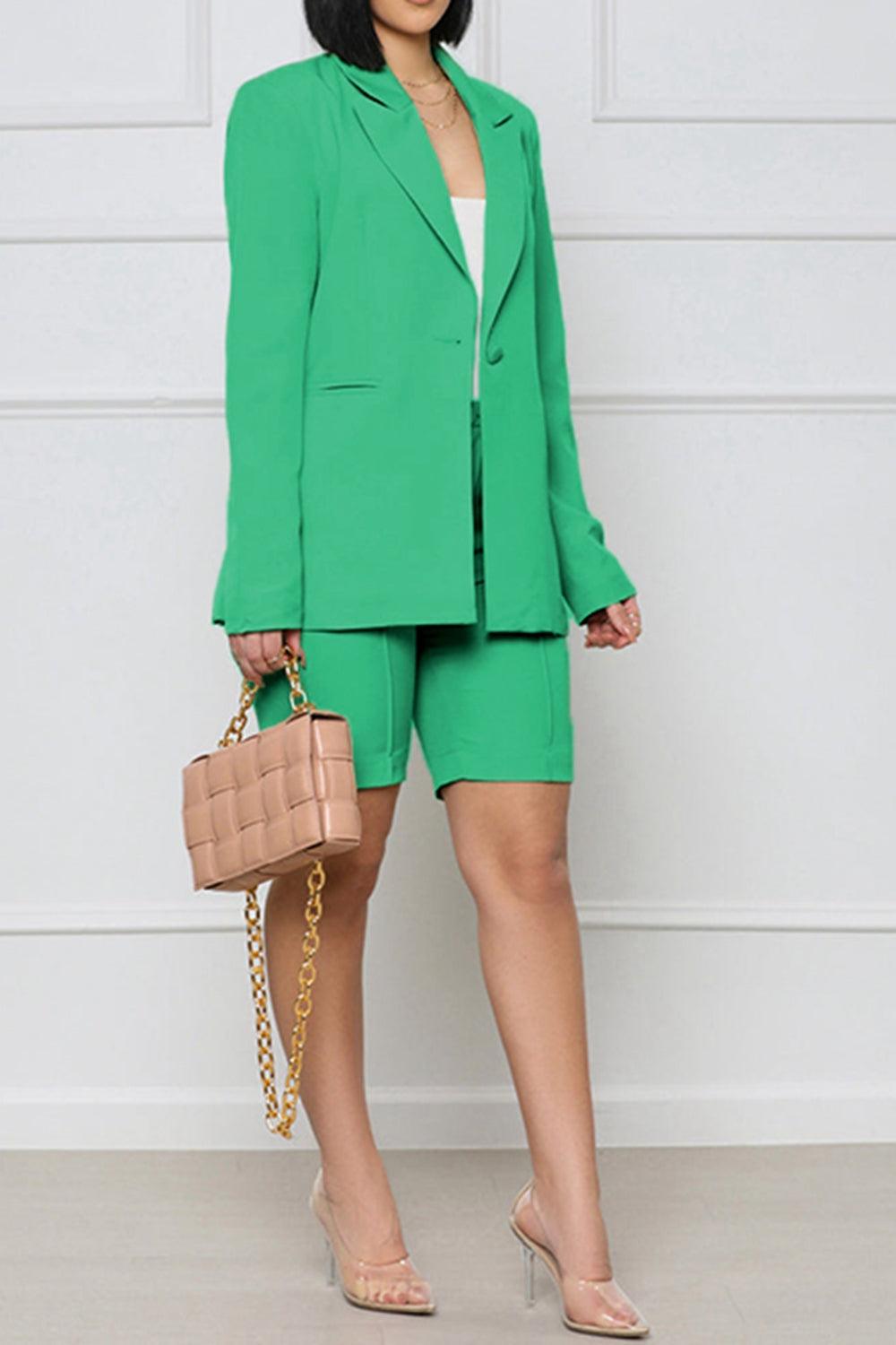 Long Sleeve Blazer and Shorts Set - Bona Fide Fashion