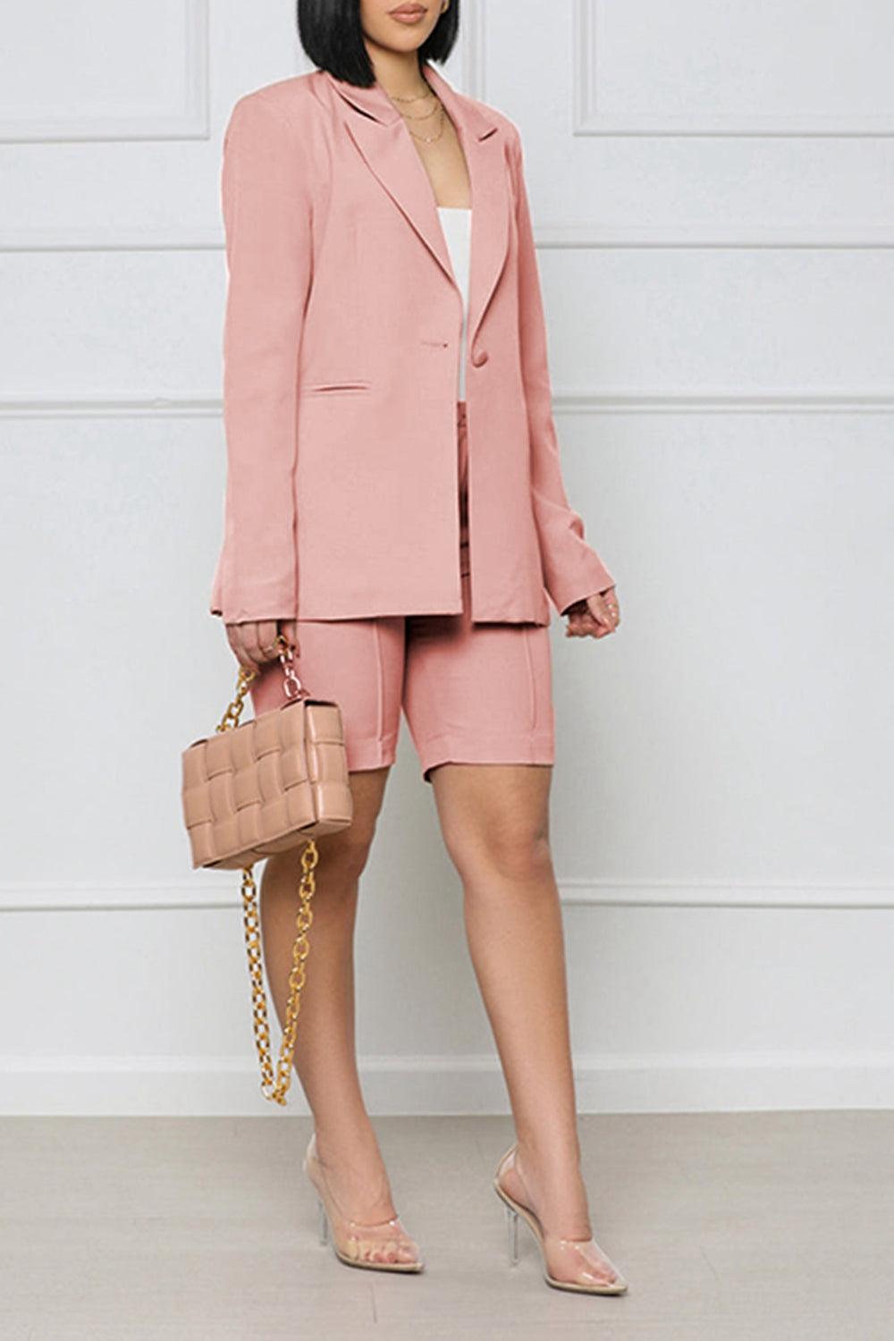 Long Sleeve Blazer and Shorts Set - Bona Fide Fashion