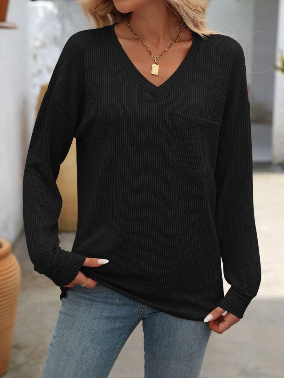 Mandy V-Neck Long Sleeve T-Shirt - Bona Fide Fashion