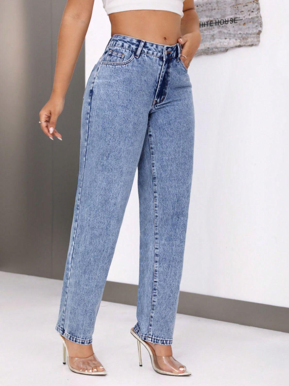 Mid-Rise Waist Jeans with Pockets - Bona Fide Fashion