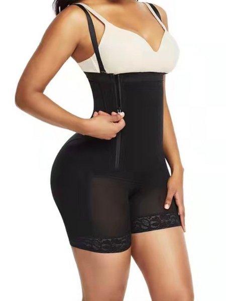 Mid-thigh Bodysuit Shapewear with Zipper HWFD97HPNL - Bona Fide Fashion