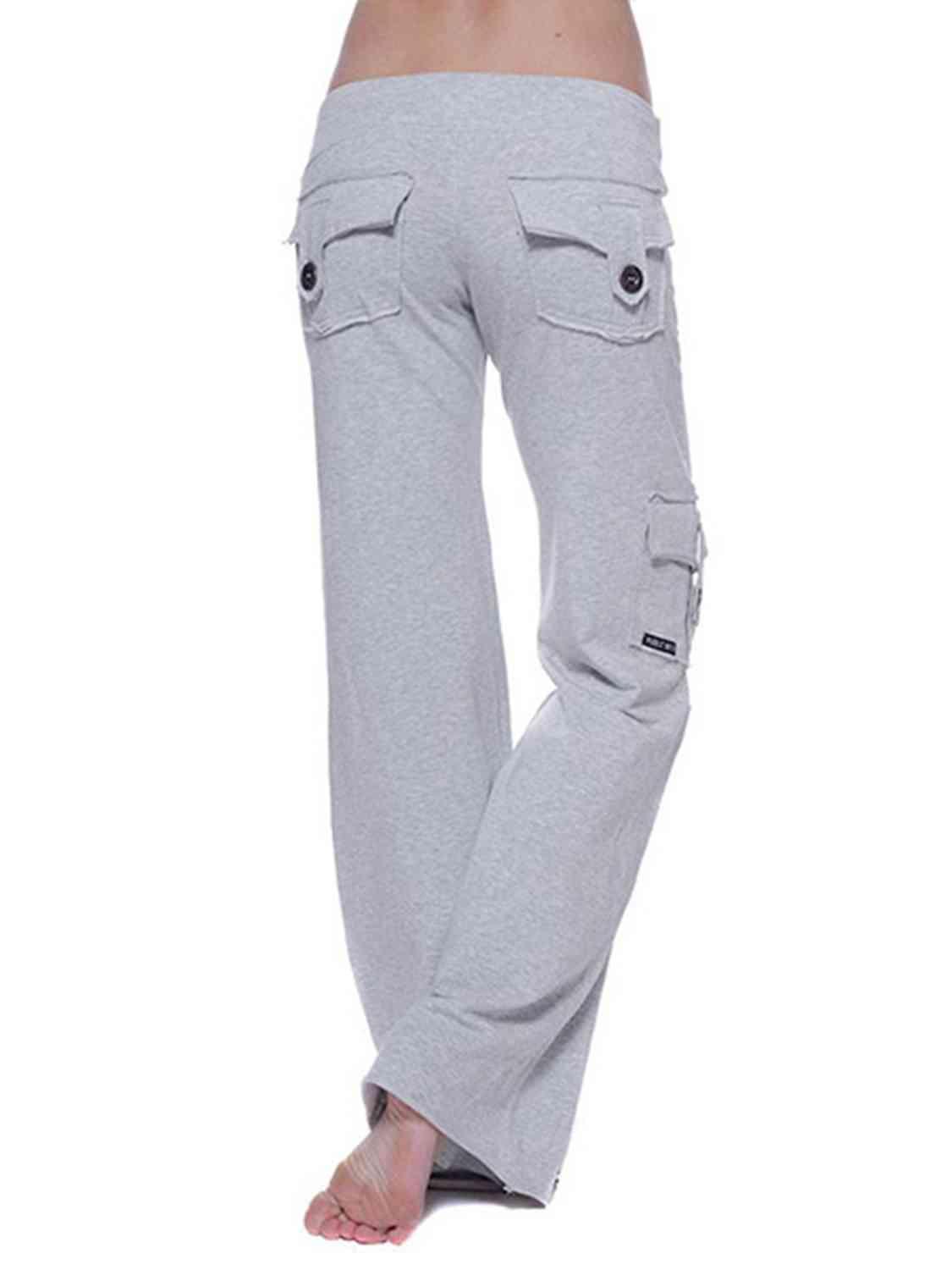 Mid Waist Pants with Pockets - Bona Fide Fashion