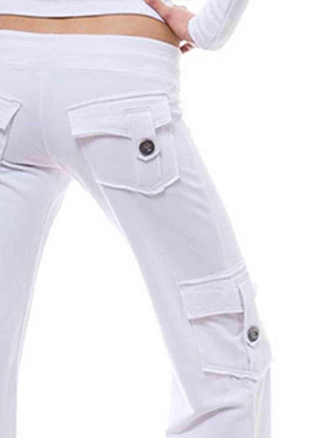 Mid Waist Pants with Pockets - Bona Fide Fashion