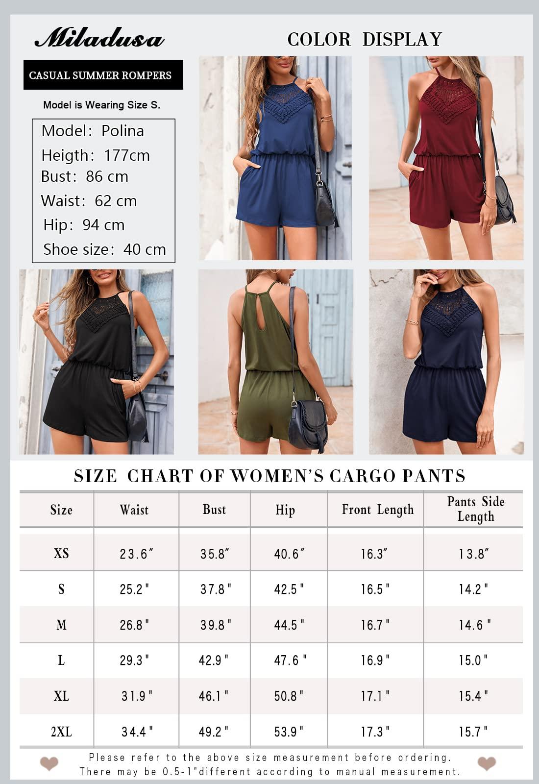 Miladusa Womens Rompers Casual Summer Rompers Short Halter Jumpsuits Solid Color Elastic Waist Outfits with Pockets - Bona Fide Fashion