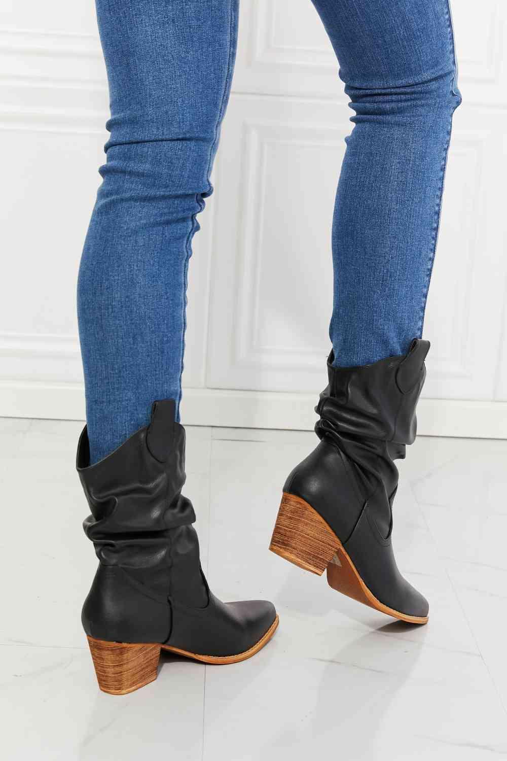 MMShoes Better in Texas Scrunch Cowboy Boots in Black - Bona Fide Fashion