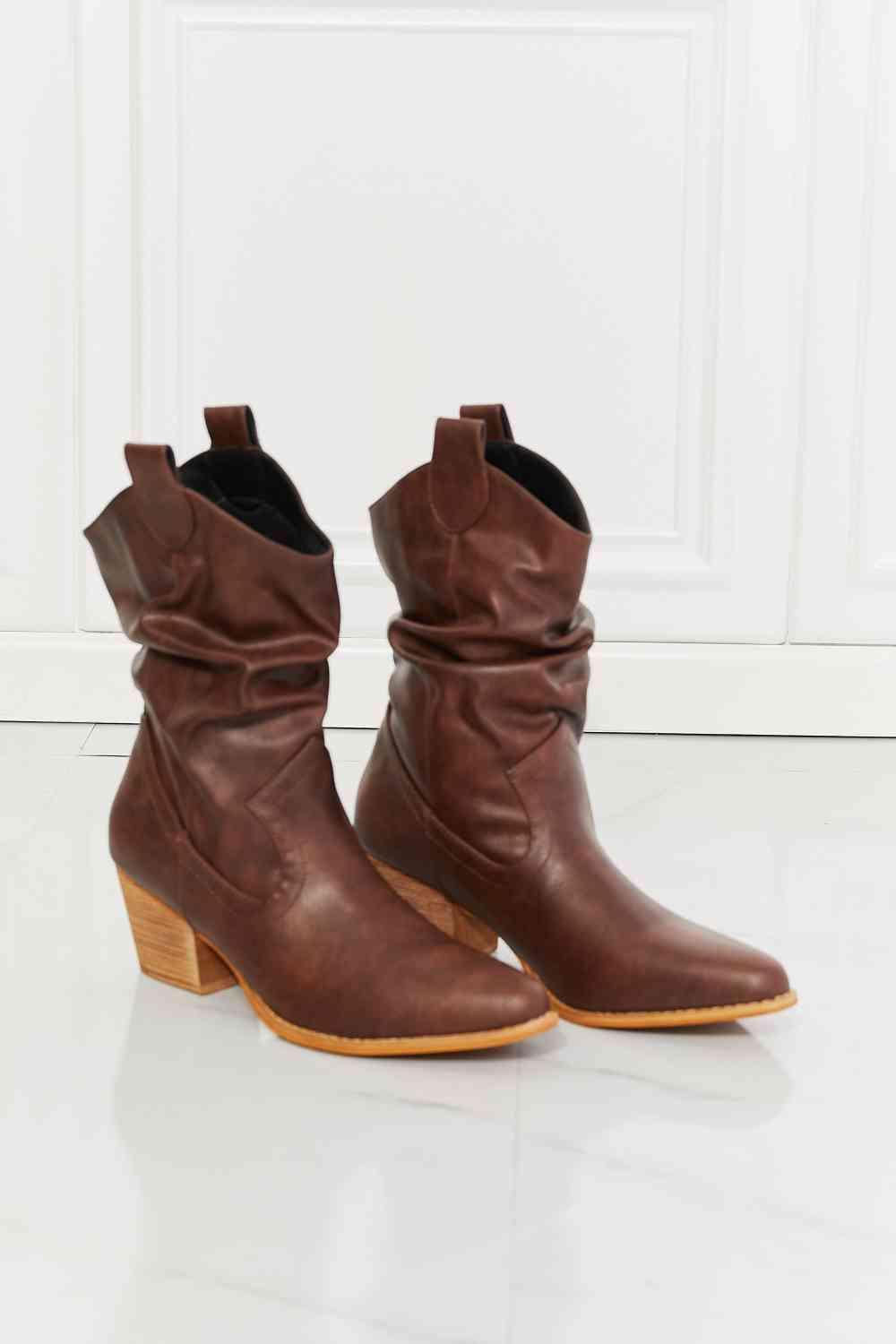 MMShoes Better in Texas Scrunch Cowboy Boots in Brown - Bona Fide Fashion