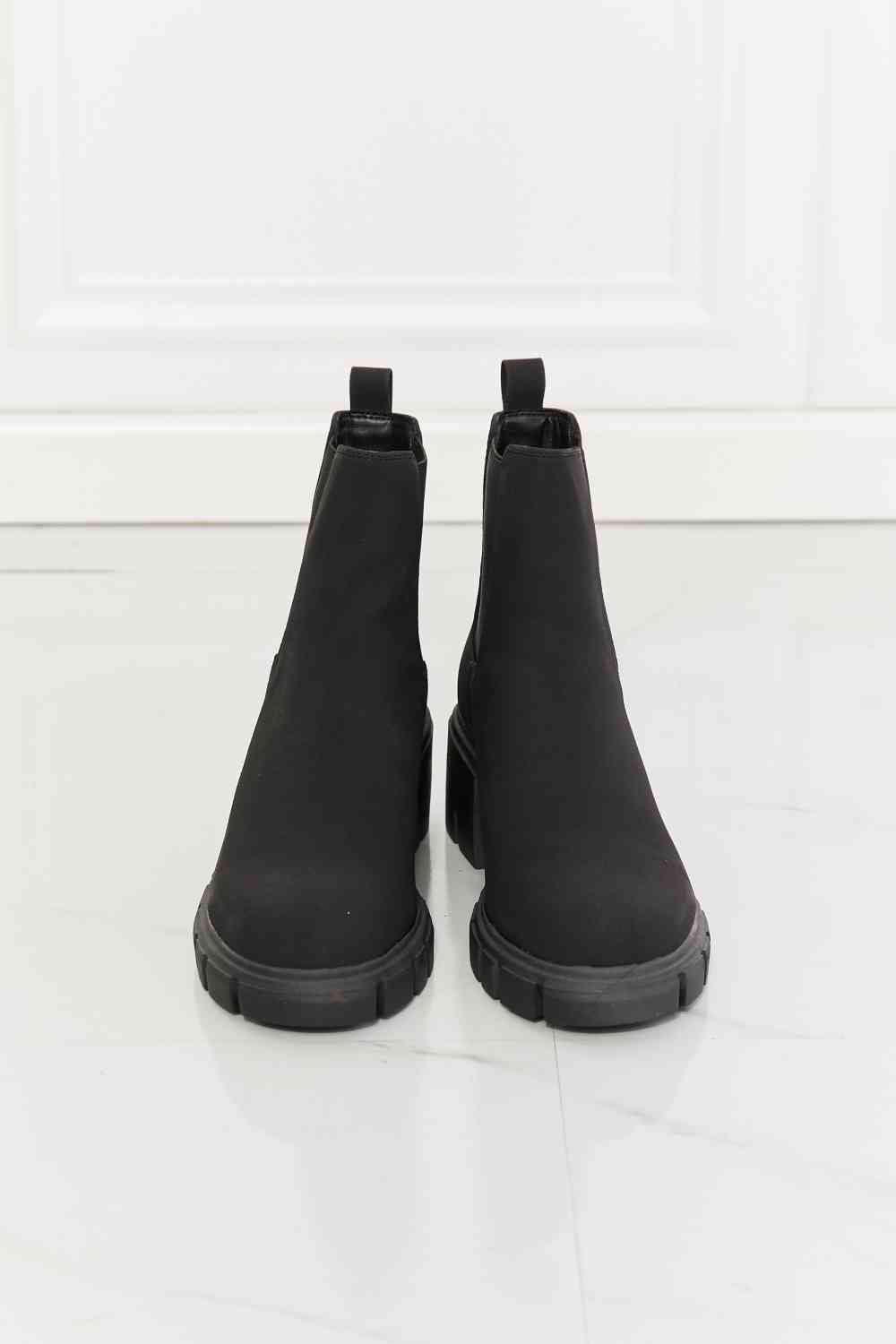MMShoes Work For It Matte Lug Sole Chelsea Boots in Black - Bona Fide Fashion