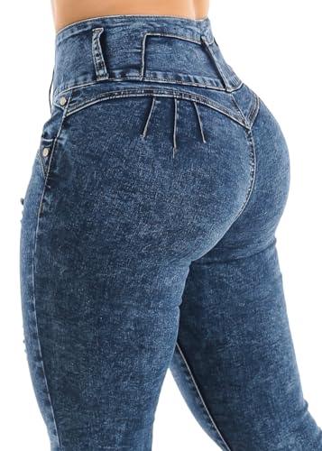 Moda Xpress Womens Juniors Ripped Levantacola Acid Wash High Rise Skinny Jeans 12001X - Bona Fide Fashion