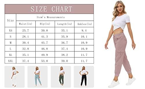 MoFiz Hiking Cargo Pants for Women with Pockets Lightweight Quick Dry Athletic Outdoor Summer Travel Casual Joggers Sweatpants Dusty Pink XL - Bona Fide Fashion