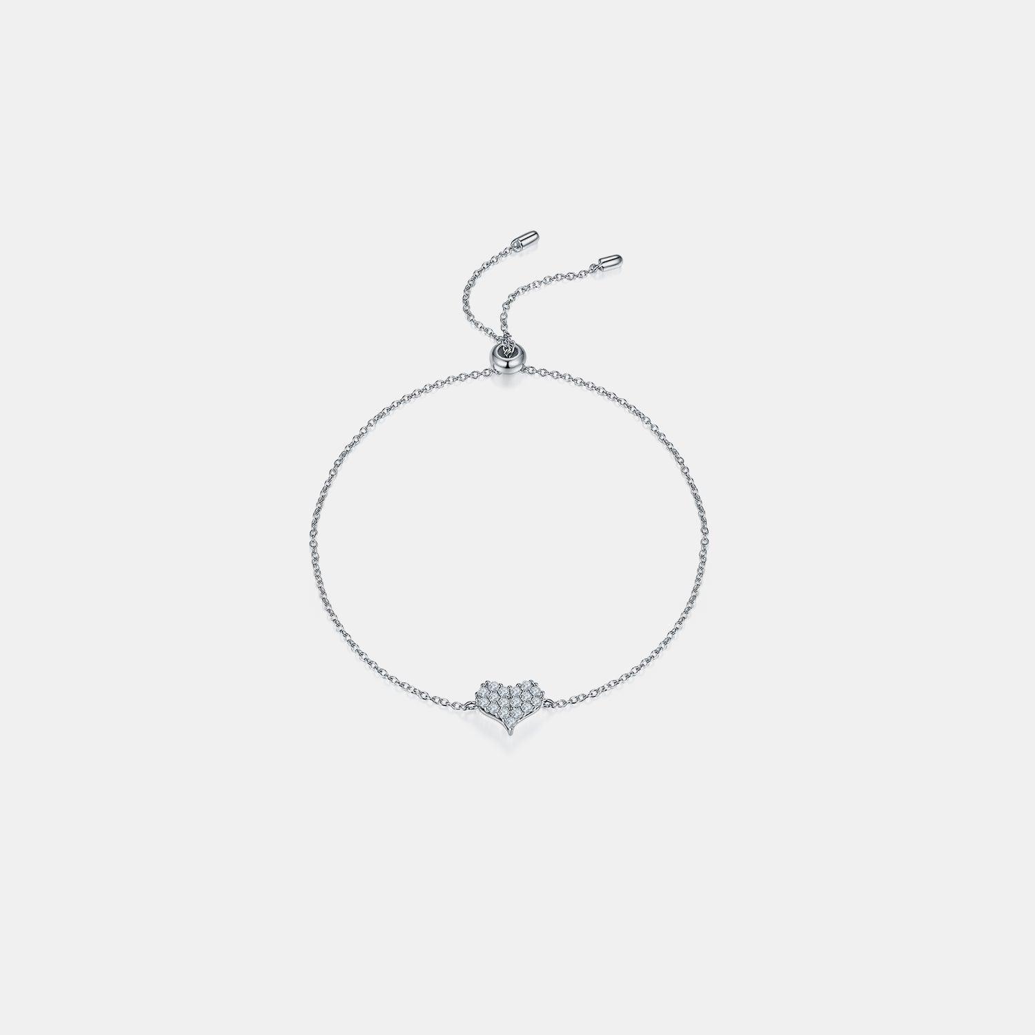 Moissanite 925 Sterling Silver Heart Bracelet - Bona Fide Fashion