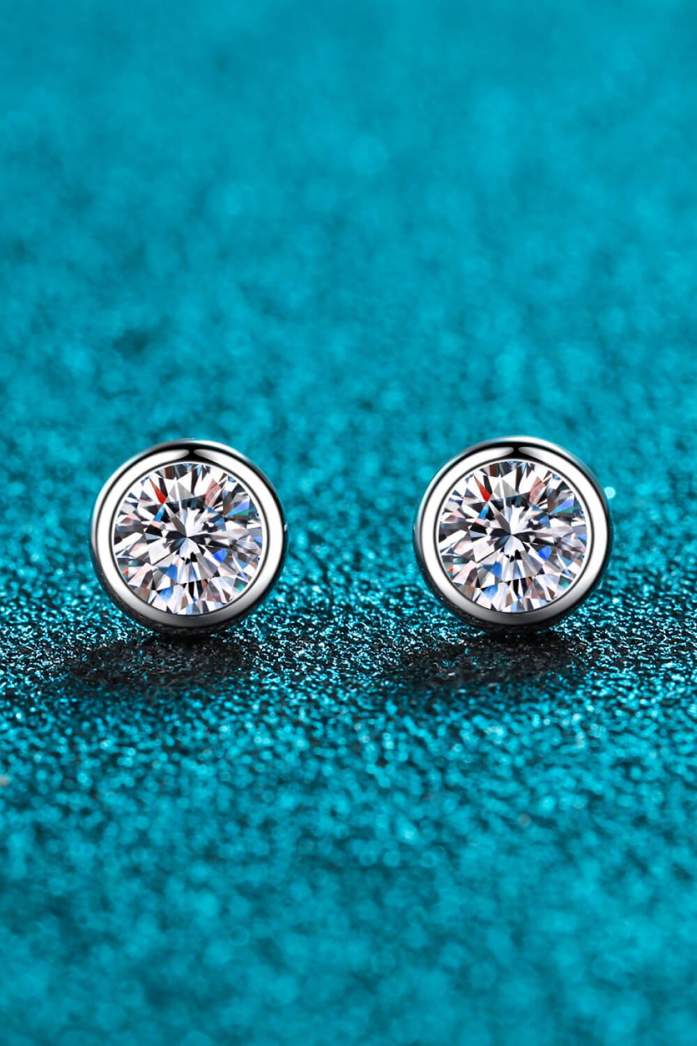 Moissanite Round-Shaped Stud Earrings - Bona Fide Fashion