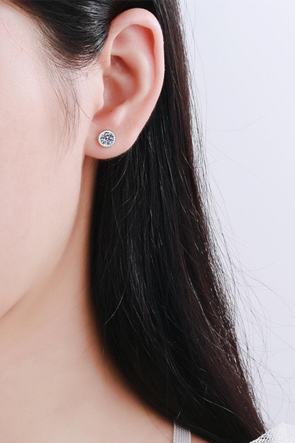 Moissanite Round-Shaped Stud Earrings - Bona Fide Fashion