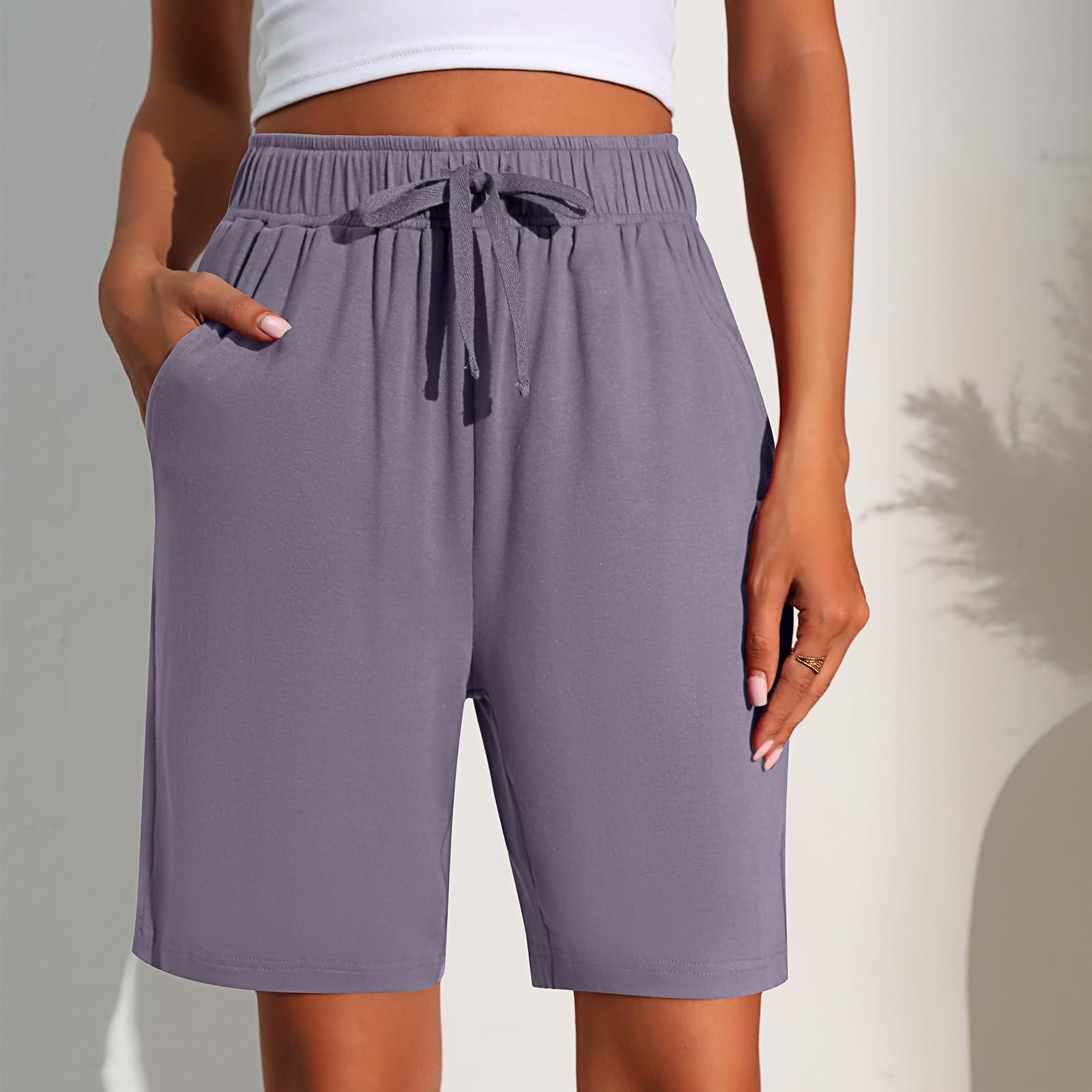 Neer 3 Pack Women's Shorts Quick Dry Shorts Women Drawstring High Waisted Shorts Womens Bermuda Athletic Shorts with Pockets (Black,White,Dark Grey,Large) - Bona Fide Fashion