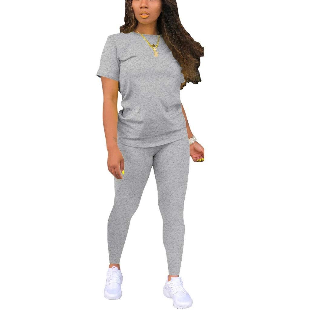Nimsruc Two Piece Outfits For Women Sexy Sweatsuits Sets Summer Jogging Suit Matching Athletic Clothing Fashion Tracksuit Gray L - Bona Fide Fashion