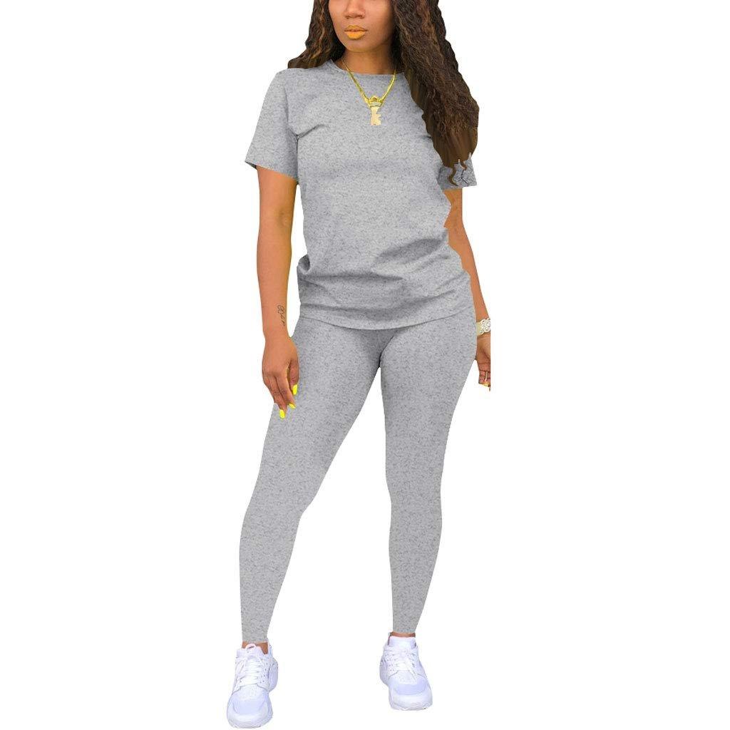 Nimsruc Two Piece Outfits For Women Sexy Sweatsuits Sets Summer Jogging Suit Matching Athletic Clothing Fashion Tracksuit Gray L - Bona Fide Fashion