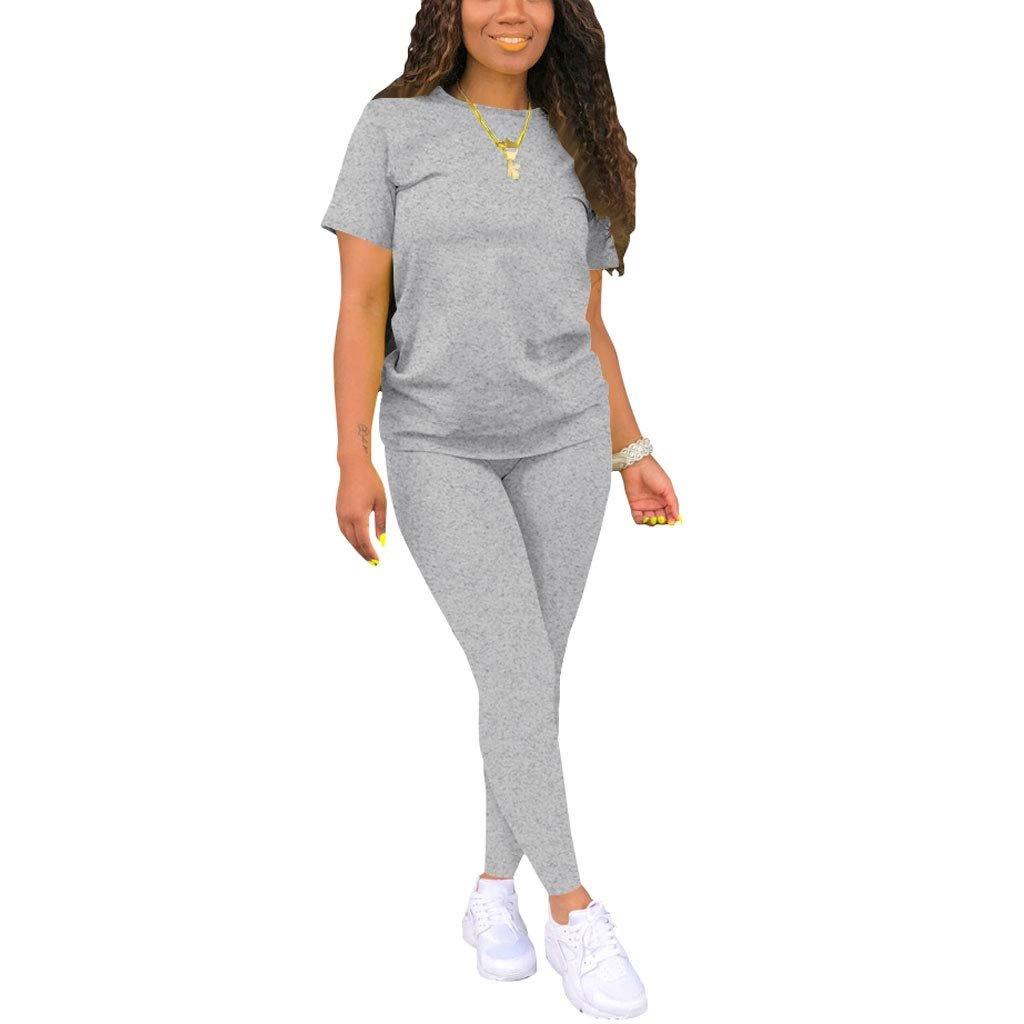 Nimsruc Two Piece Outfits For Women Sexy Sweatsuits Sets Summer Jogging Suit Matching Athletic Clothing Fashion Tracksuit Gray L - Bona Fide Fashion