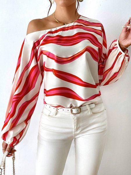 Off-Shoulder Striped Printed Top
 HED2LBBV92 - Bona Fide Fashion