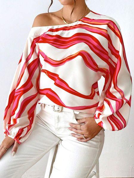 Off-Shoulder Striped Printed Top
 HED2LBBV92 - Bona Fide Fashion