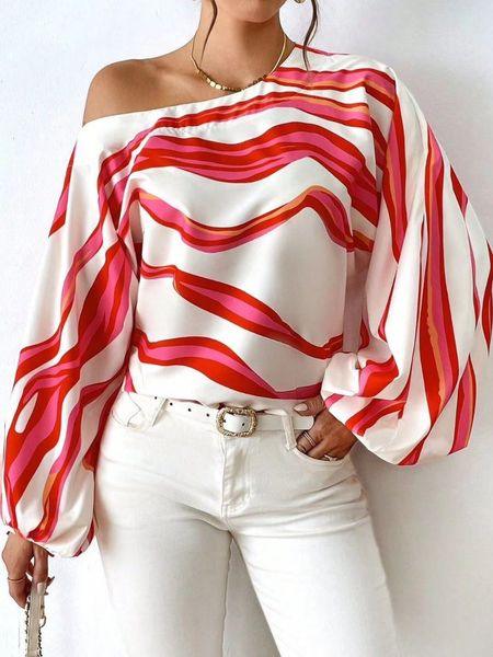 Off-Shoulder Striped Printed Top
 HED2LBBV92 - Bona Fide Fashion