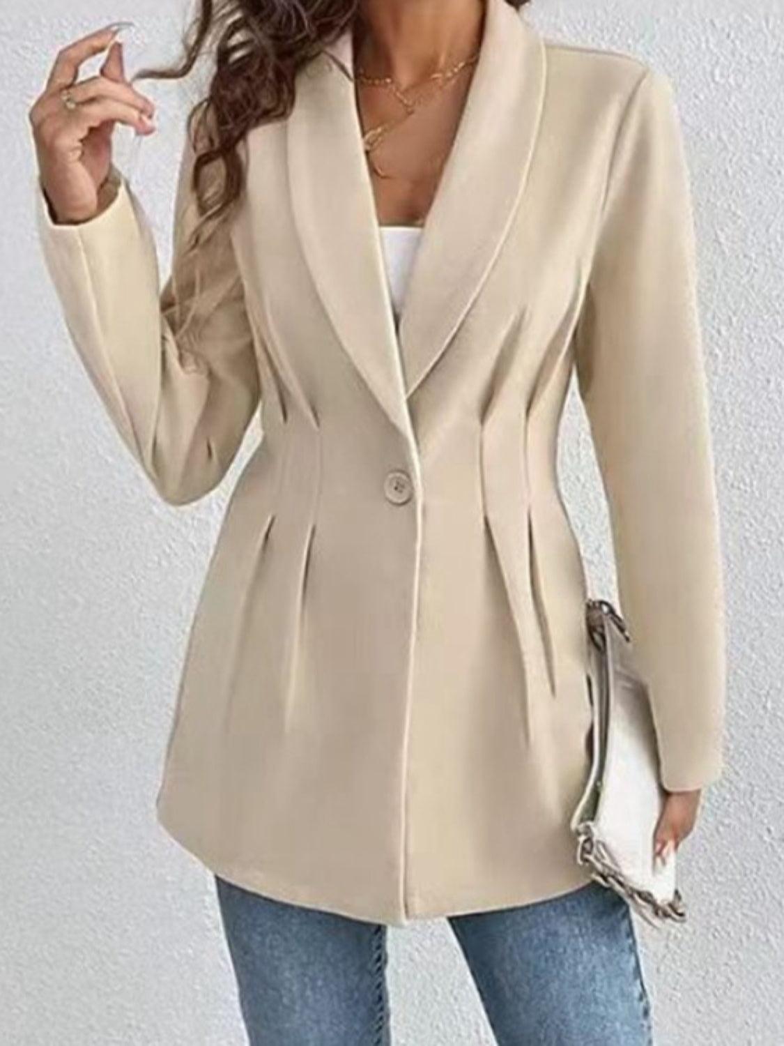 One Button Long Sleeve Blazer - Bona Fide Fashion