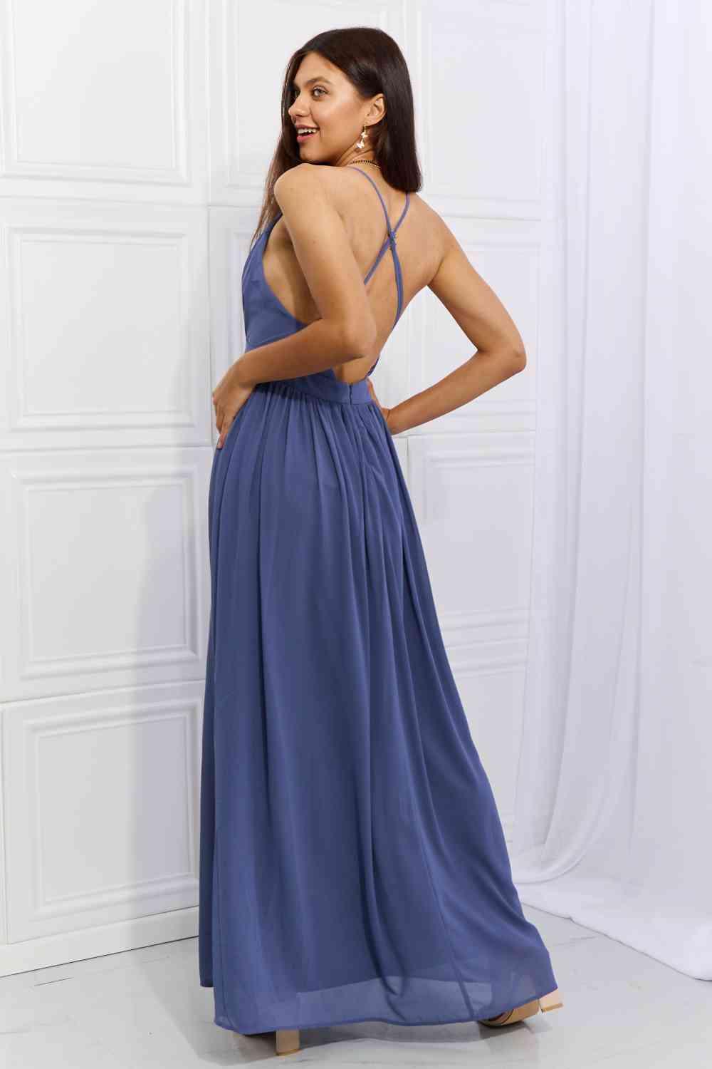 OneTheLand Captivating Muse Open Crossback Maxi Dress - Bona Fide Fashion
