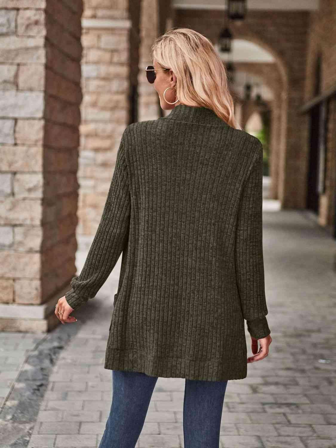 Open Front Cardigan with Pockets - Bona Fide Fashion