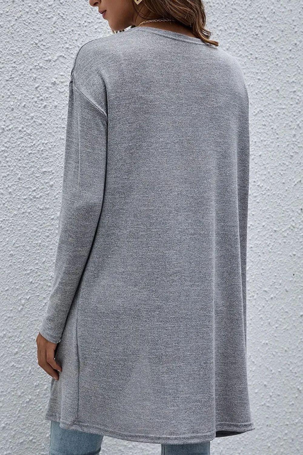 Open Front Long Sleeve Cover Up - Bona Fide Fashion