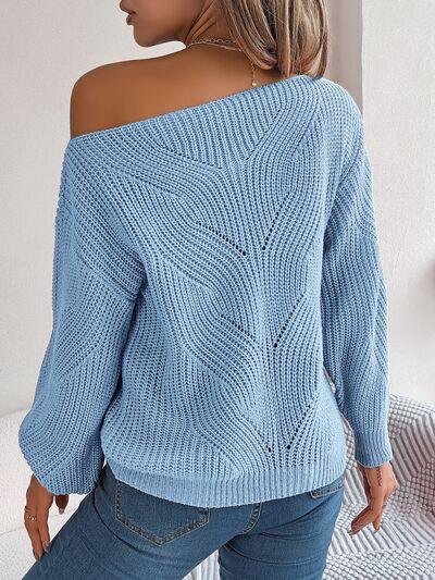 Openwork Long Sleeve Sweater - Bona Fide Fashion