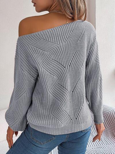 Openwork Long Sleeve Sweater - Bona Fide Fashion