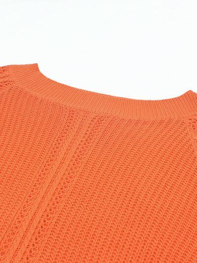 Openwork Off-Shoulder Long Sleeve Sweater - Bona Fide Fashion