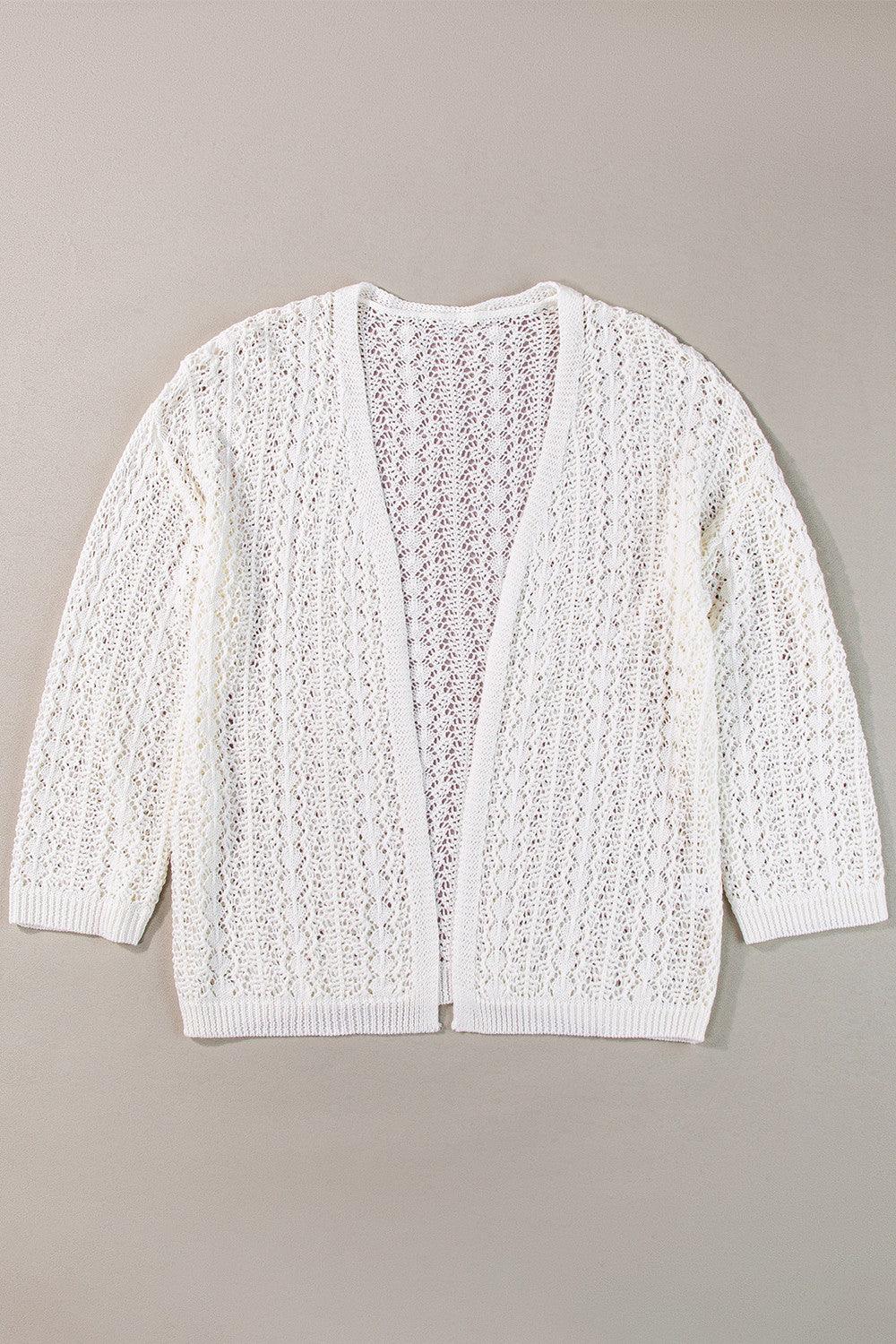 Openwork Open Front Dropped Shoulder Cardigan - Bona Fide Fashion