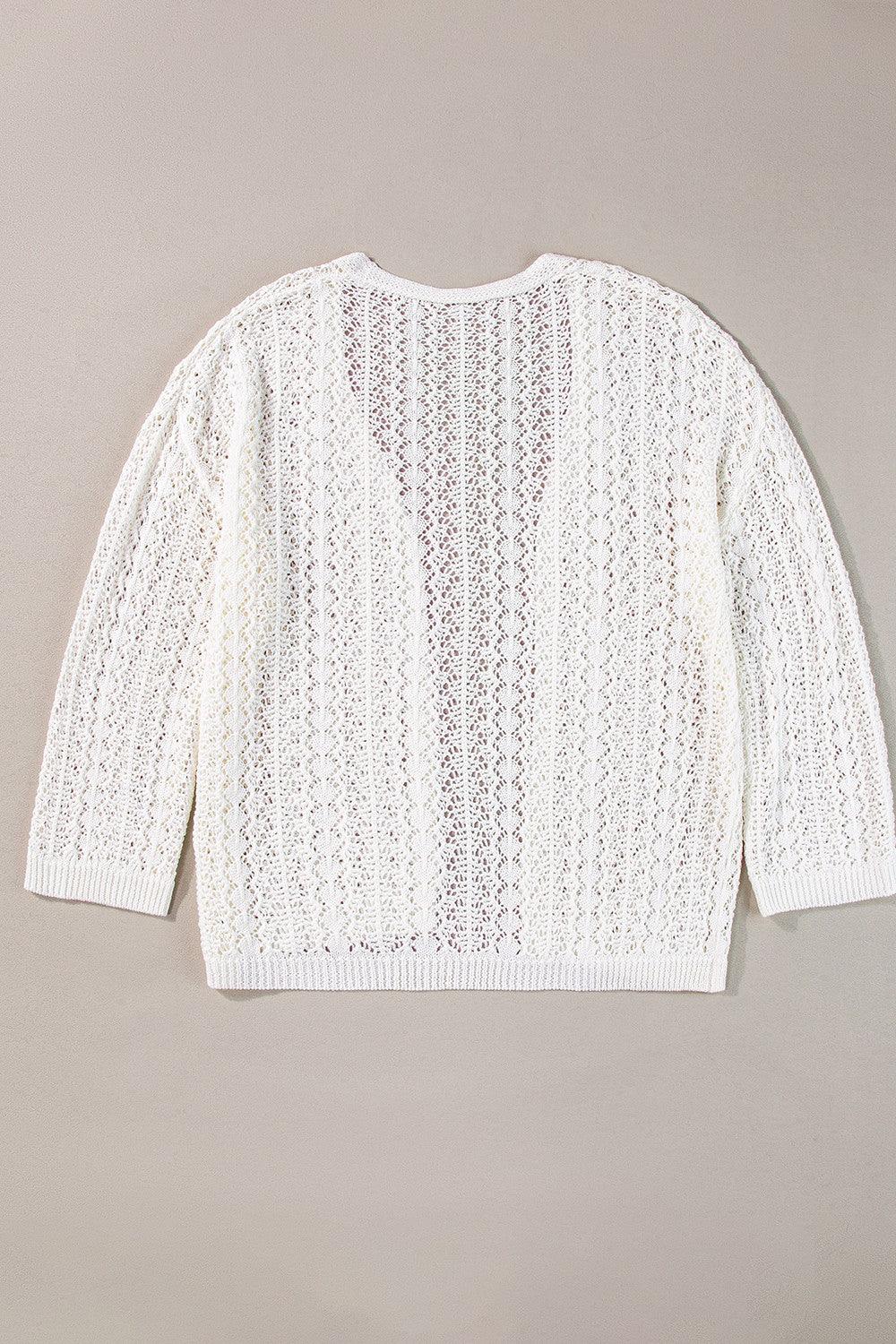 Openwork Open Front Dropped Shoulder Cardigan - Bona Fide Fashion