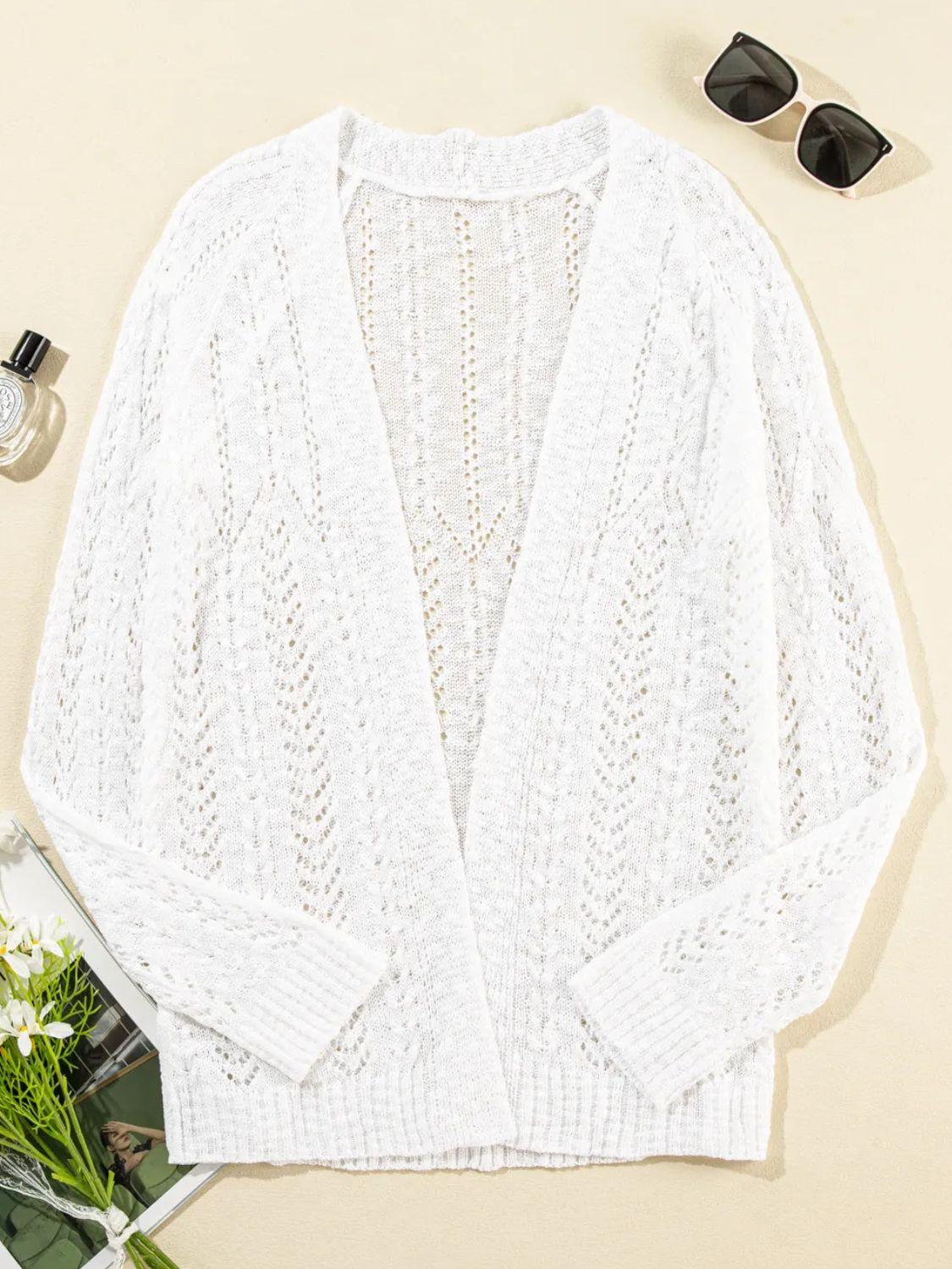 Openwork Open Front Long Sleeve Cardigan - Bona Fide Fashion