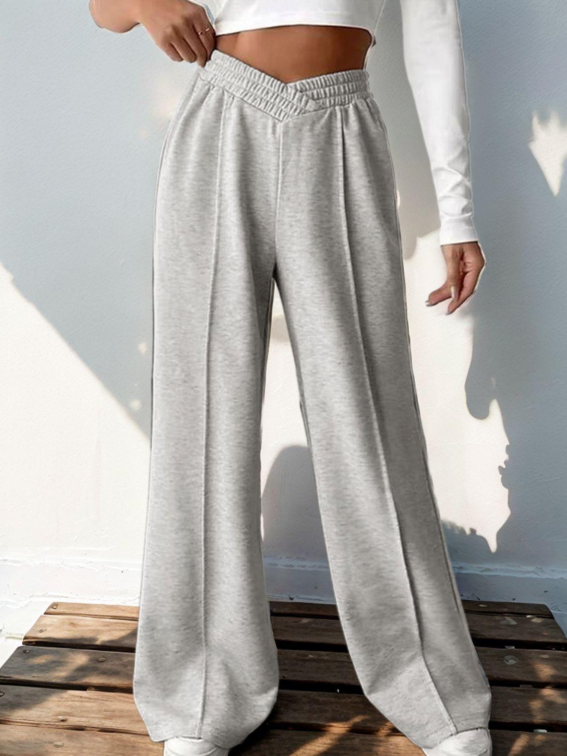 Perfee Elastic Waist Wide Leg Pants - Bona Fide Fashion