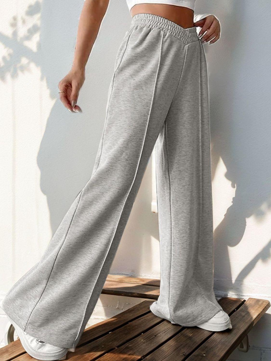 Perfee Elastic Waist Wide Leg Pants - Bona Fide Fashion