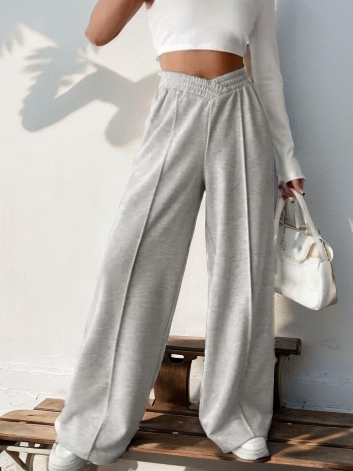 Perfee Elastic Waist Wide Leg Pants - Bona Fide Fashion