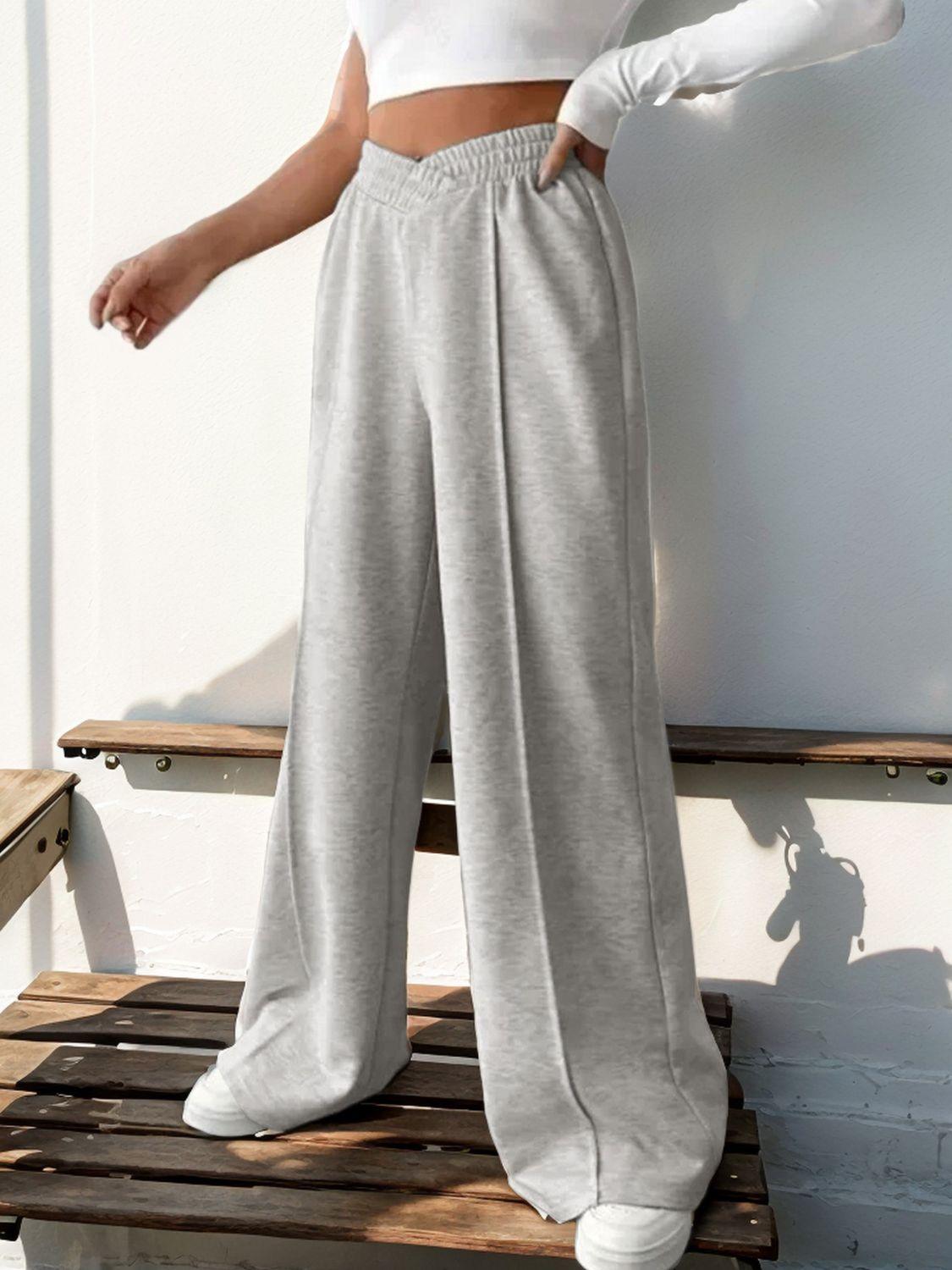 Perfee Elastic Waist Wide Leg Pants - Bona Fide Fashion